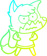 cold gradient line drawing cartoon annoyed fox