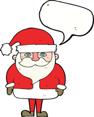 cartoon santa claus with speech bubble