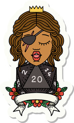 human rogue with natural 20 dice roll sticker