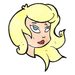 textured cartoon female face