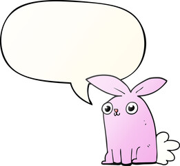cartoon bunny rabbit and speech bubble in smooth gradient style