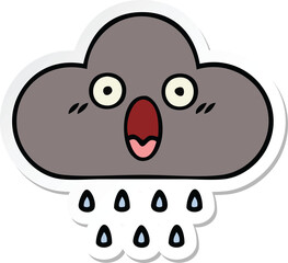 sticker of a cute cartoon storm rain cloud