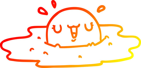 warm gradient line drawing cartoon fried egg