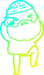 cold gradient line drawing cartoon man with beard