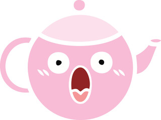 flat color retro cartoon teapot