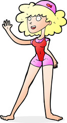 cartoon swimmer woman