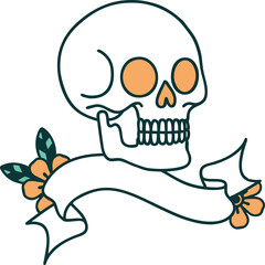 tattoo with banner of a skull