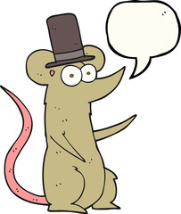 speech bubble cartoon mouse wearing top hat