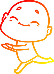 warm gradient line drawing happy cartoon bald man