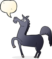 funny cartoon horse with speech bubble
