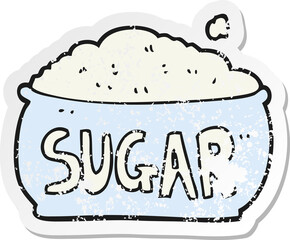 retro distressed sticker of a cartoon sugar bowl