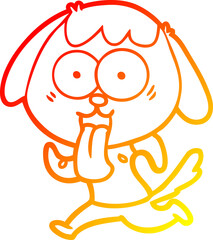 warm gradient line drawing cute cartoon dog