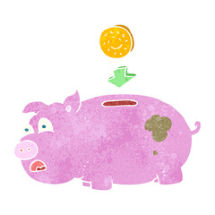 retro cartoon piggy bank