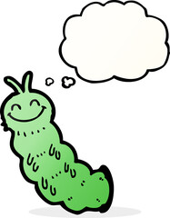 cartoon caterpillar with thought bubble