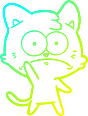 cold gradient line drawing cartoon nervous cat
