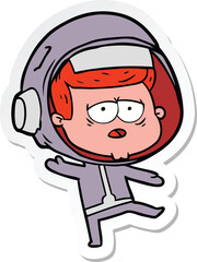 Obraz premium sticker of a cartoon tired astronaut
