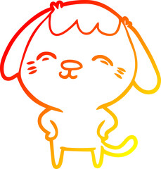 warm gradient line drawing happy cartoon dog