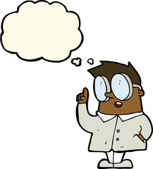 cartoon scientist with thought bubble
