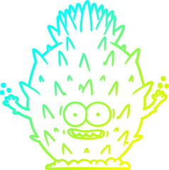 cold gradient line drawing cartoon cactus