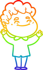 rainbow gradient line drawing cartoon friendly man