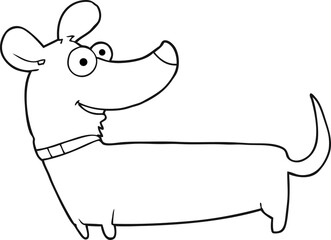 black and white cartoon happy dog