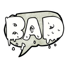 speech bubble textured cartoon word bad
