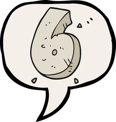 speech bubble cartoon stone number six