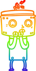 rainbow gradient line drawing nervous cartoon robot