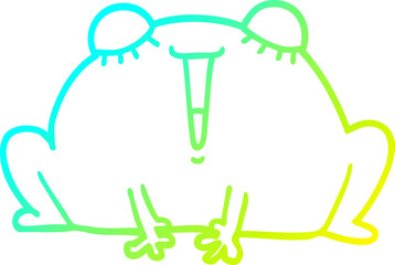 cold gradient line drawing cute cartoon frog