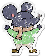 distressed sticker of a cartoon mouse