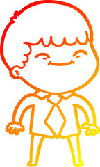 warm gradient line drawing cartoon happy boy