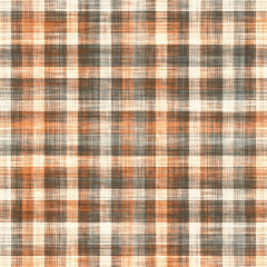 Beige, Gray and Orange Canvas Textured Gingham Pattern