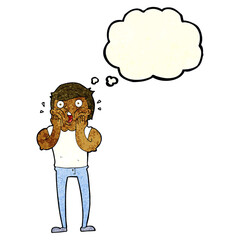 cartoon gasping man with thought bubble