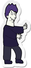 sticker of a cartoon vampire waving hands