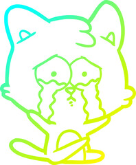 cold gradient line drawing cartoon cat