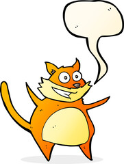 funny cartoon cat with speech bubble