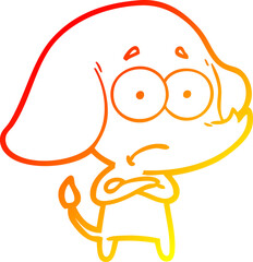 warm gradient line drawing cartoon unsure elephant