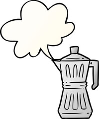 cartoon espresso maker and speech bubble in smooth gradient style