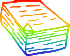rainbow gradient line drawing cartoon pile of paper