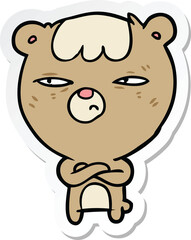 sticker of a cartoon angry bear