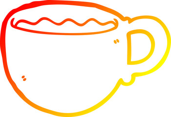 warm gradient line drawing cartoon coffee cup
