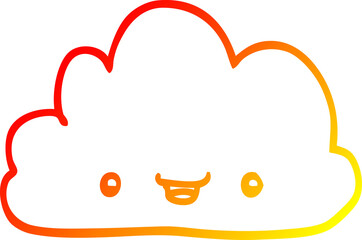 warm gradient line drawing cartoon tiny happy cloud