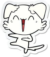 Fototapeta premium sticker of a happy dancing dog cartoon