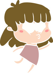 flat color style cartoon whistling girl