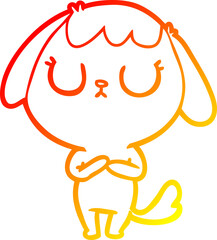 warm gradient line drawing cute cartoon dog