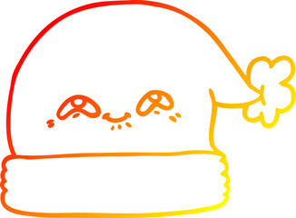 warm gradient line drawing cartoon christmas santa hat