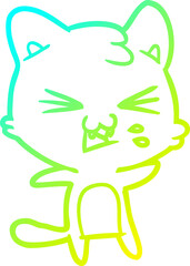 cold gradient line drawing cartoon cat hissing