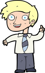 cartoon school boy with idea