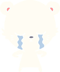 crying flat color style cartoon polarbear