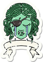 crying orc rogue character face grunge sticker